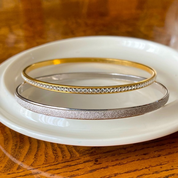 Jewelry - Pair of Bangles - Silver & Gold